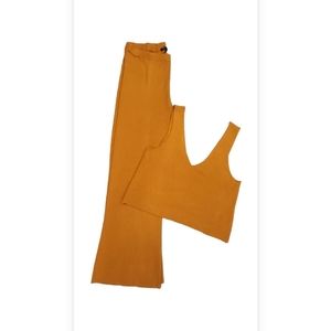 BCBG Crop Top Pant Set Ribbed Pumpkin Spice XXL